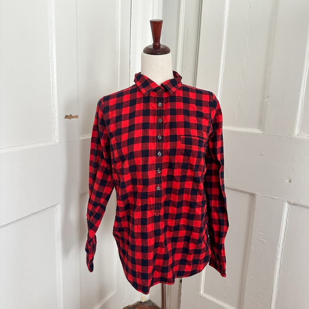 J.Crew 1/2 Button-Up Plaid Flannel Shirt Women's Medium